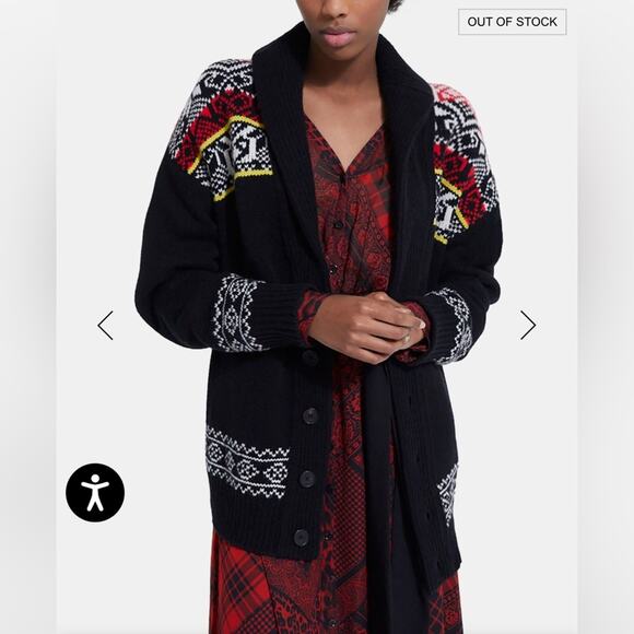 Designer Patterned Cardigan – The Kooples X RTR Cozy Wool Blend - Picture 1 of 12